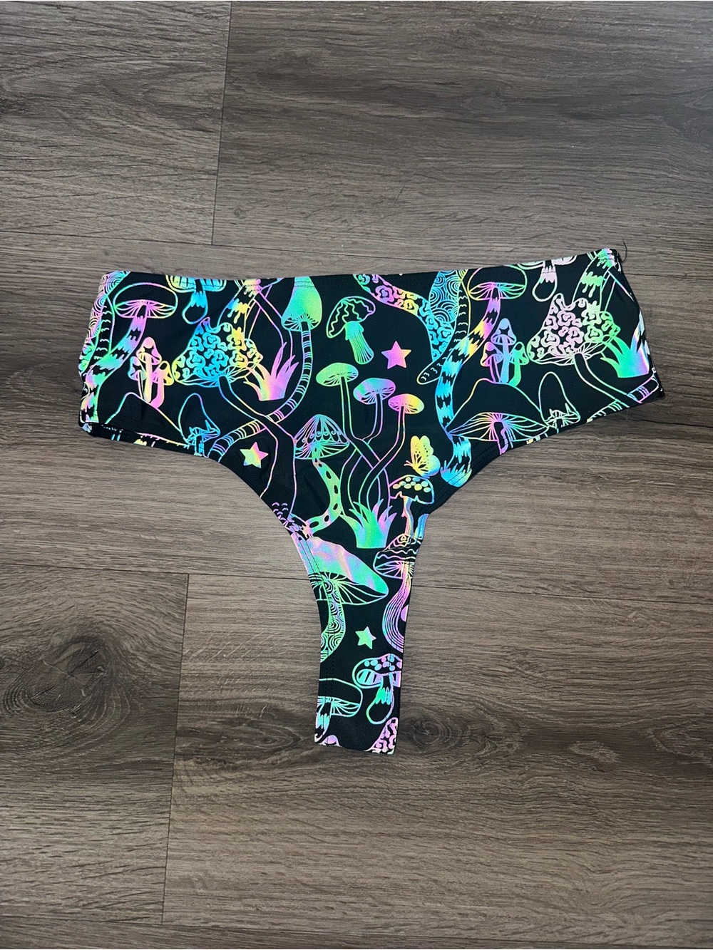 iHeartRaves Reflective Mushroom High Waisted thong Rave Bottoms XL